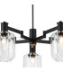Worcester Swing Arm Telescopic Pendant 5 Light E14 Satin Nickel/Satin Black/Clear Striped Cylinder Glass-6