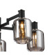 Worcester Swing Arm Telescopic Pendant 5 Light E14 Satin Nickel/Satin Black/Smoke Striped Cylinder Glass-5
