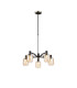 Worcester Swing Arm Telescopic Pendant 5 Light E14 Satin Nickel/Satin Black/Amber Twisted Cylinder Glass-1