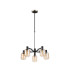 Worcester Swing Arm Telescopic Pendant 5 Light E14 Satin Nickel/Satin Black/Amber Twisted Cylinder Glass-4