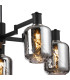 Worcester Swing Arm Telescopic Pendant 5 Light E14 Satin Nickel/Satin Black/Smoke Twisted Cylinder Glass-5