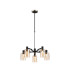 Worcester Swing Arm Telescopic Pendant 5 Light E14 Satin Nickel/Satin Black/Amber Uniform Dimple Cylinder Glass-1