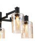 Worcester Swing Arm Telescopic Pendant 5 Light E14 Satin Nickel/Satin Black/Amber Uniform Dimple Cylinder Glass-5