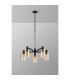 Worcester Swing Arm Telescopic Pendant 5 Light E14 Satin Nickel/Satin Black/Amber Uniform Dimple Cylinder Glass-10