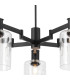 Worcester Swing Arm Telescopic Pendant 5 Light E14 Satin Nickel/Satin Black/Clear Uniform Dimple Cylinder Glass-6
