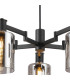 Worcester Swing Arm Telescopic Pendant 5 Light E14 Satin Nickel/Satin Black/Smoke Uniform Dimple Cylinder Glass-6