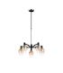 Worcester Swing Arm Telescopic Pendant 5 Light E14 Satin Nickel/Satin Black/Amber Fade Wine Glass Glass-4