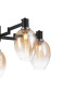 Worcester Swing Arm Telescopic Pendant 5 Light E14 Satin Nickel/Satin Black/Amber Fade Wine Glass Glass-8