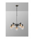 Worcester Swing Arm Telescopic Pendant 5 Light E14 Satin Nickel/Satin Black/Amber Fade Wine Glass Glass-10