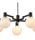 Worcester Swing Arm Telescopic Pendant 5 Light E14 Satin Nickel/Satin Black/White Round Speckled Glass-6
