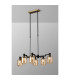Worcester Swing Arm Telescopic Linear Pendant 6 Light E14 Brass/Satin Black/Amber Striped Cylinder Glass-3