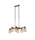 Worcester Swing Arm Telescopic Linear Pendant 6 Light E14 Brass/Satin Black/Amber Striped Cylinder Glass-5