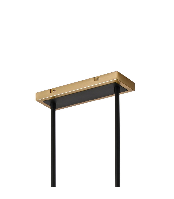 Worcester Swing Arm Telescopic Linear Pendant 6 Light E14 Brass/Satin Black/Amber Striped Cylinder Glass-6