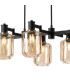 Worcester Swing Arm Telescopic Linear Pendant 6 Light E14 Brass/Satin Black/Amber Striped Cylinder Glass-8