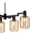Worcester Swing Arm Telescopic Linear Pendant 6 Light E14 Brass/Satin Black/Amber Striped Cylinder Glass-9