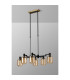 Worcester Swing Arm Telescopic Linear Pendant 6 Light E14 Brass/Satin Black/Amber Striped Cylinder Glass-10