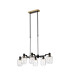 Worcester Swing Arm Telescopic Linear Pendant 6 Light E14 Brass/Satin Black/Clear Striped Cylinder Glass-1