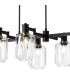 Worcester Swing Arm Telescopic Linear Pendant 6 Light E14 Brass/Satin Black/Clear Striped Cylinder Glass-8