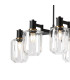 Worcester Swing Arm Telescopic Linear Pendant 6 Light E14 Brass/Satin Black/Clear Striped Cylinder Glass-9