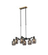 Worcester Swing Arm Telescopic Linear Pendant 6 Light E14 Brass/Satin Black/Smoke Striped Cylinder Glass-1