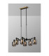 Worcester Swing Arm Telescopic Linear Pendant 6 Light E14 Brass/Satin Black/Smoke Striped Cylinder Glass-3