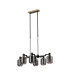 Worcester Swing Arm Telescopic Linear Pendant 6 Light E14 Brass/Satin Black/Smoke Striped Cylinder Glass-5