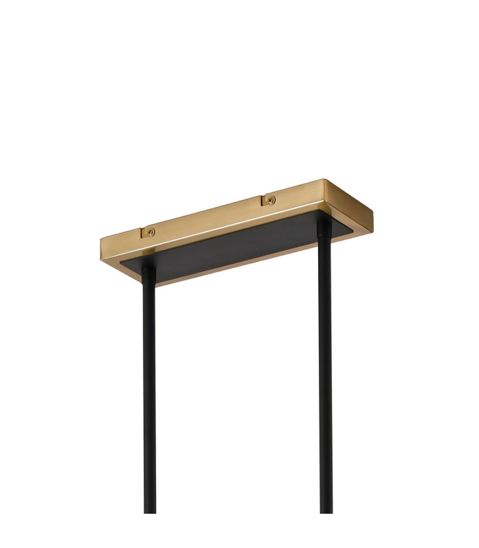 Worcester Swing Arm Telescopic Linear Pendant 6 Light E14 Brass/Satin Black/Smoke Striped Cylinder Glass-6