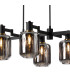 Worcester Swing Arm Telescopic Linear Pendant 6 Light E14 Brass/Satin Black/Smoke Striped Cylinder Glass-8