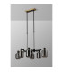 Worcester Swing Arm Telescopic Linear Pendant 6 Light E14 Brass/Satin Black/Smoke Striped Cylinder Glass-10