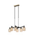 Worcester Swing Arm Telescopic Linear Pendant 6 Light E14 Brass/Satin Black/Amber Twisted Cylinder Glass-1