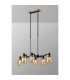 Worcester Swing Arm Telescopic Linear Pendant 6 Light E14 Brass/Satin Black/Amber Twisted Cylinder Glass-3