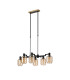 Worcester Swing Arm Telescopic Linear Pendant 6 Light E14 Brass/Satin Black/Amber Twisted Cylinder Glass-5