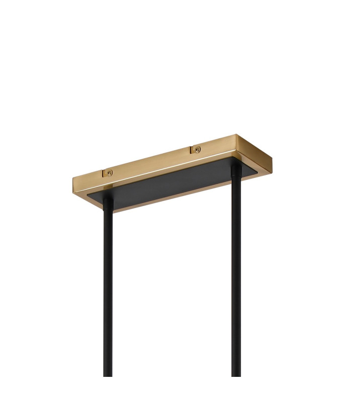 Worcester Swing Arm Telescopic Linear Pendant 6 Light E14 Brass/Satin Black/Amber Twisted Cylinder Glass-6