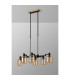 Worcester Swing Arm Telescopic Linear Pendant 6 Light E14 Brass/Satin Black/Amber Twisted Cylinder Glass-10