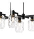 Worcester Swing Arm Telescopic Linear Pendant 6 Light E14 Brass/Satin Black/Clear Twisted Cylinder Glass-8