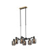 Worcester Swing Arm Telescopic Linear Pendant 6 Light E14 Brass/Satin Black/Smoke Twisted Cylinder Glass-1