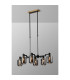 Worcester Swing Arm Telescopic Linear Pendant 6 Light E14 Brass/Satin Black/Smoke Twisted Cylinder Glass-3