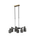 Worcester Swing Arm Telescopic Linear Pendant 6 Light E14 Brass/Satin Black/Smoke Twisted Cylinder Glass-5