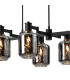 Worcester Swing Arm Telescopic Linear Pendant 6 Light E14 Brass/Satin Black/Smoke Twisted Cylinder Glass-8