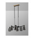 Worcester Swing Arm Telescopic Linear Pendant 6 Light E14 Brass/Satin Black/Smoke Twisted Cylinder Glass-10