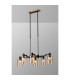 Worcester Swing Arm Telescopic Linear Pendant 6 Light E14 Brass/Satin Black/Amber Uniform Dimple Cylinder Glass-3