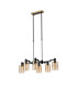 Worcester Swing Arm Telescopic Linear Pendant 6 Light E14 Brass/Satin Black/Amber Uniform Dimple Cylinder Glass-6
