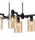Worcester Swing Arm Telescopic Linear Pendant 6 Light E14 Brass/Satin Black/Amber Uniform Dimple Cylinder Glass-9