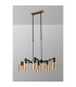 Worcester Swing Arm Telescopic Linear Pendant 6 Light E14 Brass/Satin Black/Amber Uniform Dimple Cylinder Glass-11