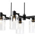 Worcester Swing Arm Telescopic Linear Pendant 6 Light E14 Brass/Satin Black/Clear Uniform Dimple Cylinder Glass-8