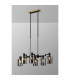 Worcester Swing Arm Telescopic Linear Pendant 6 Light E14 Brass/Satin Black/Smoke Uniform Dimple Cylinder Glass-3