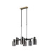 Worcester Swing Arm Telescopic Linear Pendant 6 Light E14 Brass/Satin Black/Smoke Uniform Dimple Cylinder Glass-5