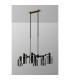 Worcester Swing Arm Telescopic Linear Pendant 6 Light E14 Brass/Satin Black/Smoke Uniform Dimple Cylinder Glass-10