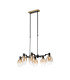 Worcester Swing Arm Telescopic Linear Pendant 6 Light E14 Brass/Satin Black/Amber Fade Wine Glass Glass-1