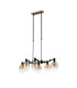 Worcester Swing Arm Telescopic Linear Pendant 6 Light E14 Brass/Satin Black/Amber Fade Wine Glass Glass-5